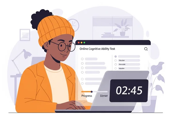 認知能力テストのオンライン対策をする人物