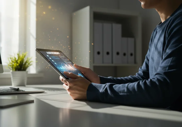 आत्मविश्वास के साथ परीक्षा पूरी करता व्यक्ति